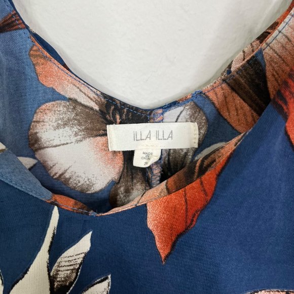 Illa Illa Blue Orange Floral Dress Spaghetti Strap Cross Back Size Small - Picture 6 of 9